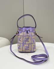 Fendi Montresor Raffia Bucket Bag Purple 18x12x10cm - 1