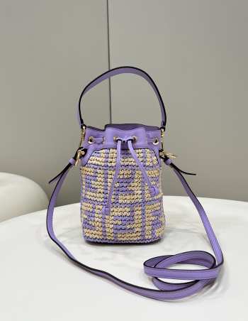 Fendi Montresor Raffia Bucket Bag Purple 18x12x10cm