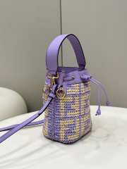 Fendi Montresor Raffia Bucket Bag Purple 18x12x10cm - 6