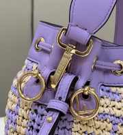 Fendi Montresor Raffia Bucket Bag Purple 18x12x10cm - 3