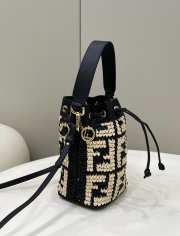 Fendi Montresor Raffia Bucket Bag Black 18x12x10cm - 2