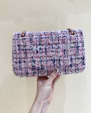 Chanel flap bag raffia tweed in pink/ navy/ white with gold hardware 25cm - 2