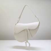 Dior Saddle Bag With Strap White Ultramatte Calfskin 25.5x20x6.5cm - 1