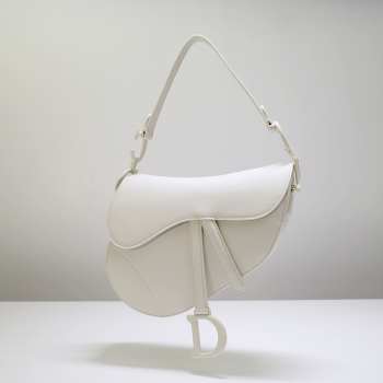 Dior Saddle Bag With Strap White Ultramatte Calfskin 25.5x20x6.5cm