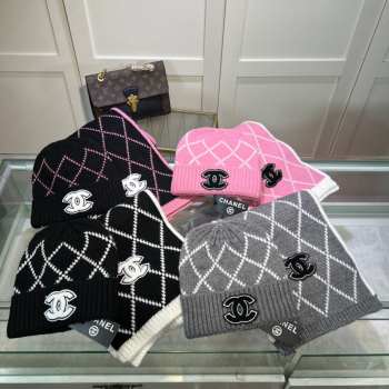 Chanel hat and scarf set cashmere 4 colors