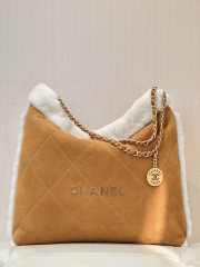 Chanel 22 lambswool tote bag in brown 39x42x8cm - 6