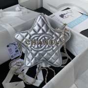 Chanel Star Silver Metallic Lambskin & Gold Metal Bag 22.5x6cm - 1