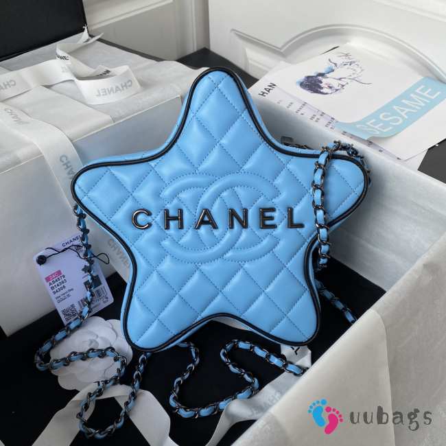 Chanel Star Handbag Satin & Black Metal Blue & Black 2.5x22.5x6cm - 1