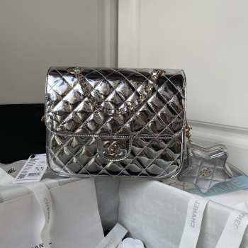 Chanel Star Backpack & Coin Purse Metallic Silver Mirror Effect Calfskin