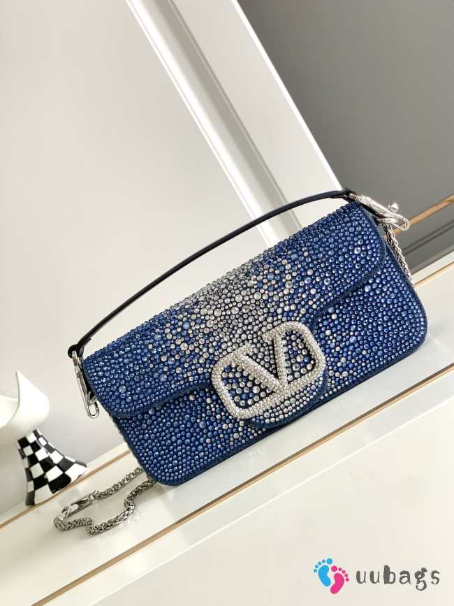 Valentino Garavani Loco Denim Bag With Rhinestones 27x13x6cm - 1