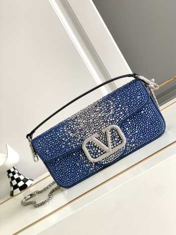 Valentino Garavani Loco Denim Bag With Rhinestones 27x13x6cm