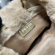 Prada shearling mini pouch in beige 9.5x9x6cm - 3