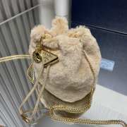 Prada shearling mini pouch in beige 9.5x9x6cm - 4