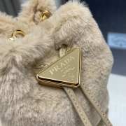 Prada shearling mini pouch in beige 9.5x9x6cm - 5