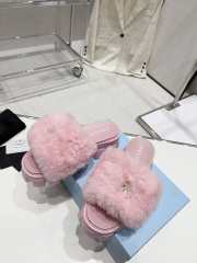 Prada mink fur slippers with thick anti-slip soles pink - 6