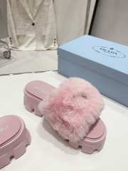 Prada mink fur slippers with thick anti-slip soles pink - 3