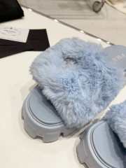 Prada mink fur slippers with thick anti-slip soles blue - 2