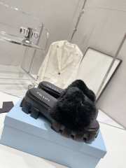 Prada mink fur slippers with thick anti-slip soles black - 1