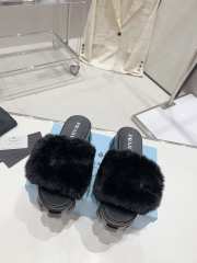 Prada mink fur slippers with thick anti-slip soles black - 3