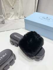 Prada mink fur slippers with thick anti-slip soles black - 4