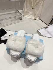 Prada mink fur slippers with thick anti-slip soles white - 6