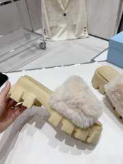 Prada mink fur slippers with thick anti-slip soles light yellow - 2