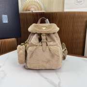 Prada re-nylon and shearling backpack in beige 25x20x11cm - 1