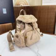 Prada re-nylon and shearling backpack in beige 25x20x11cm - 5