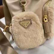 Prada re-nylon and shearling backpack in beige 25x20x11cm - 3