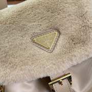 Prada re-nylon and shearling backpack in beige 25x20x11cm - 2