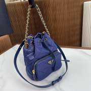 Prada duet re-nylon bucket bag in blue 22x17x12cm - 3