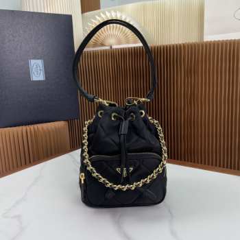 Prada duet re-nylon bucket bag in black 22x17x12cm