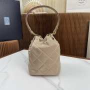 Prada duet re-nylon bucket bag in light brown 22x17x12cm - 4