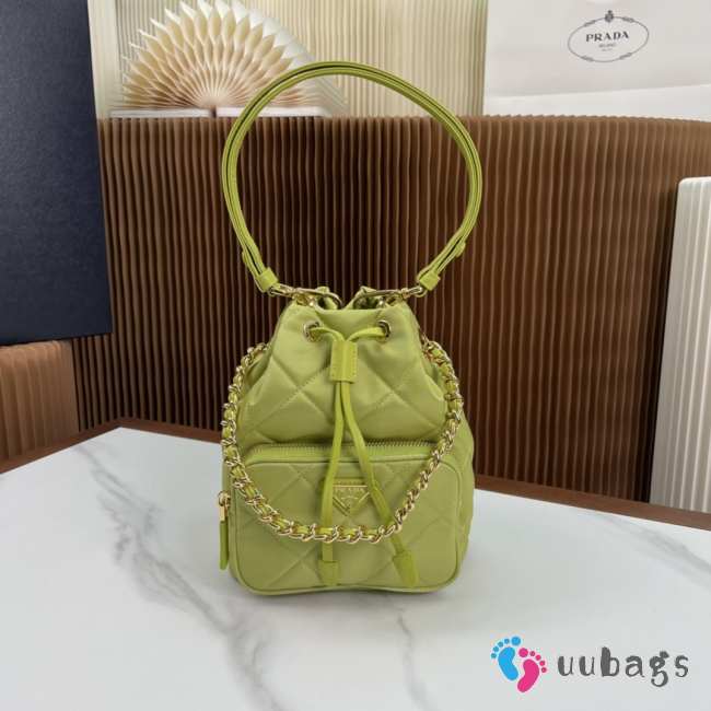 Prada duet re-nylon bucket bag in green 22x17x12cm - 1