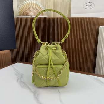 Prada duet re-nylon bucket bag in green 22x17x12cm