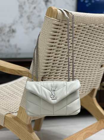 YSL Loulou Puffer Mini Bag In White 23x15x9cm