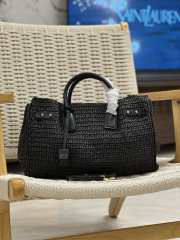 YSL Sac De Jour Medium Supple In Raffia And Vegetable-Tanned Leather Black - 1