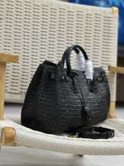 YSL Sac De Jour Medium Supple In Raffia And Vegetable-Tanned Leather Black - 4