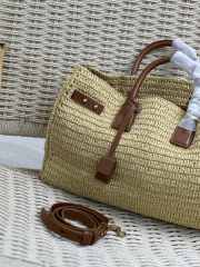 YSL Sac De Jour Medium Supple In Raffia And Vegetable-Tanned Leather  - 5