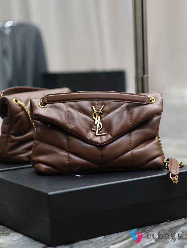 YSL Loulou Puffer Medium Bag Lambskin In Brown 29x17x11cm - 1