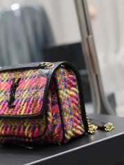 YSL Niki Medium Tweed Bag In Pink 22x16.5x12cm - 4