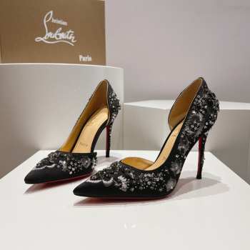 Christian Louboutin artifice pumps satin crystal in black 12cm