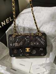 Chanel 24C Cf flap bag glass pearl in black 23cm - 1