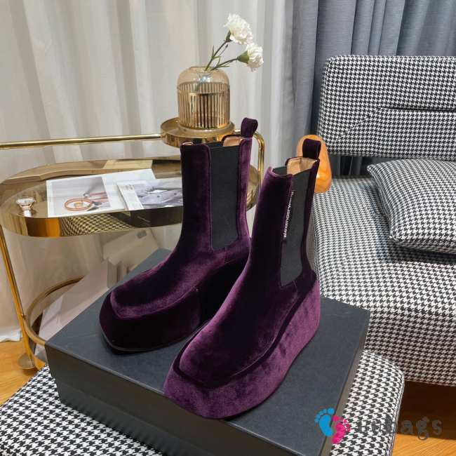 Alexander Wang square toe velvet boots 05 - 1