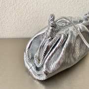 Bottega Veneta Metallic Silver Mini Pouch 22×12×7cm - 5