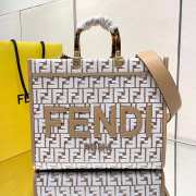 Fendi Sunshine Medium Beige FF jacquard fabric shopper 35x17x31cm - 1