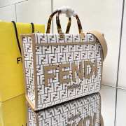 Fendi Sunshine Medium Beige FF jacquard fabric shopper 35x17x31cm - 6