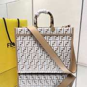 Fendi Sunshine Medium Beige FF jacquard fabric shopper 35x17x31cm - 5