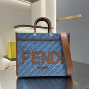 Fendi Sunshine Medium Blue FF jacquard fabric shopper 35x17x31cm - 1