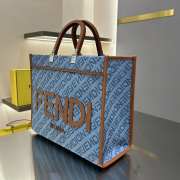 Fendi Sunshine Medium Blue FF jacquard fabric shopper 35x17x31cm - 6